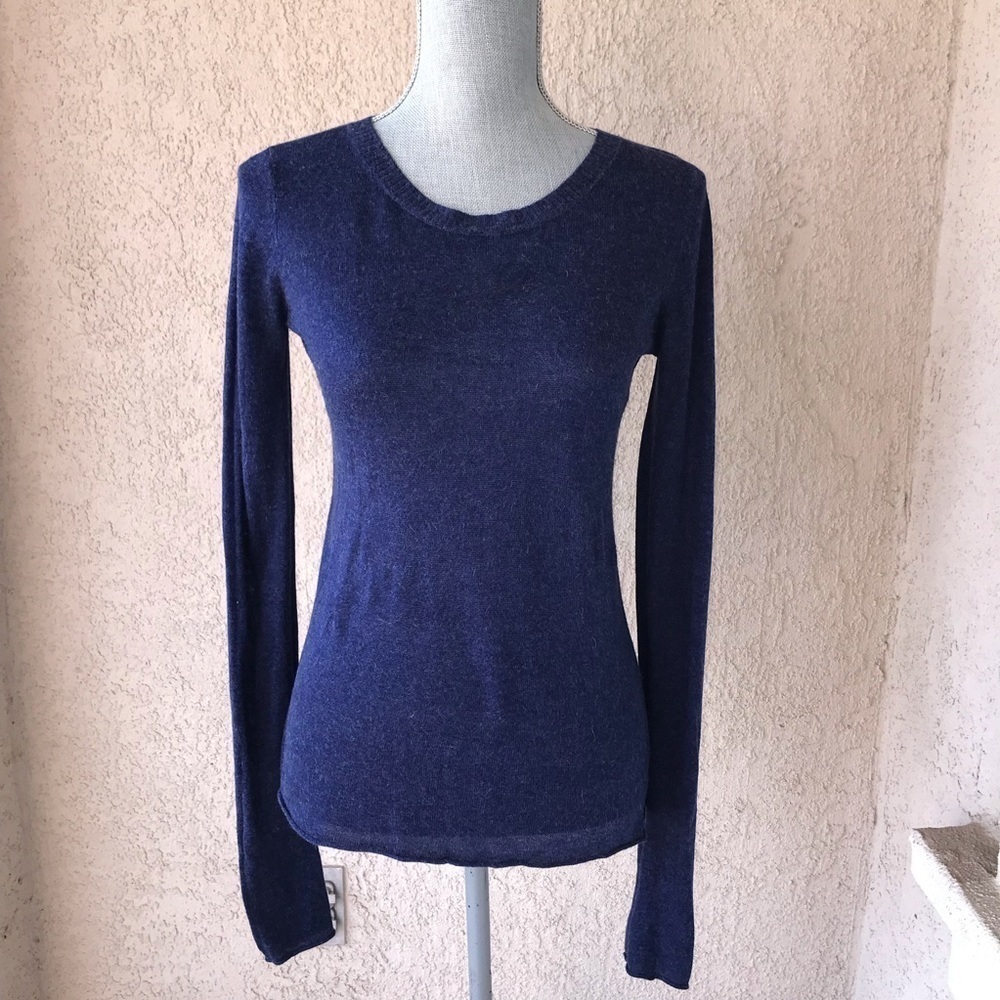 Olivaceous Blue Long Sleeve Sweater Top Angora M
